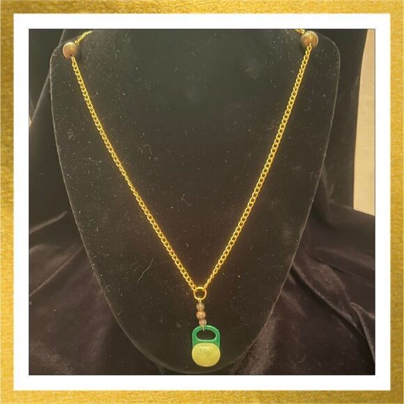 3/$20 Upcycled HAND CRAFTED Cabochon CAN TAB Pendant NECKLACE Beaded - Picture 1 of 1